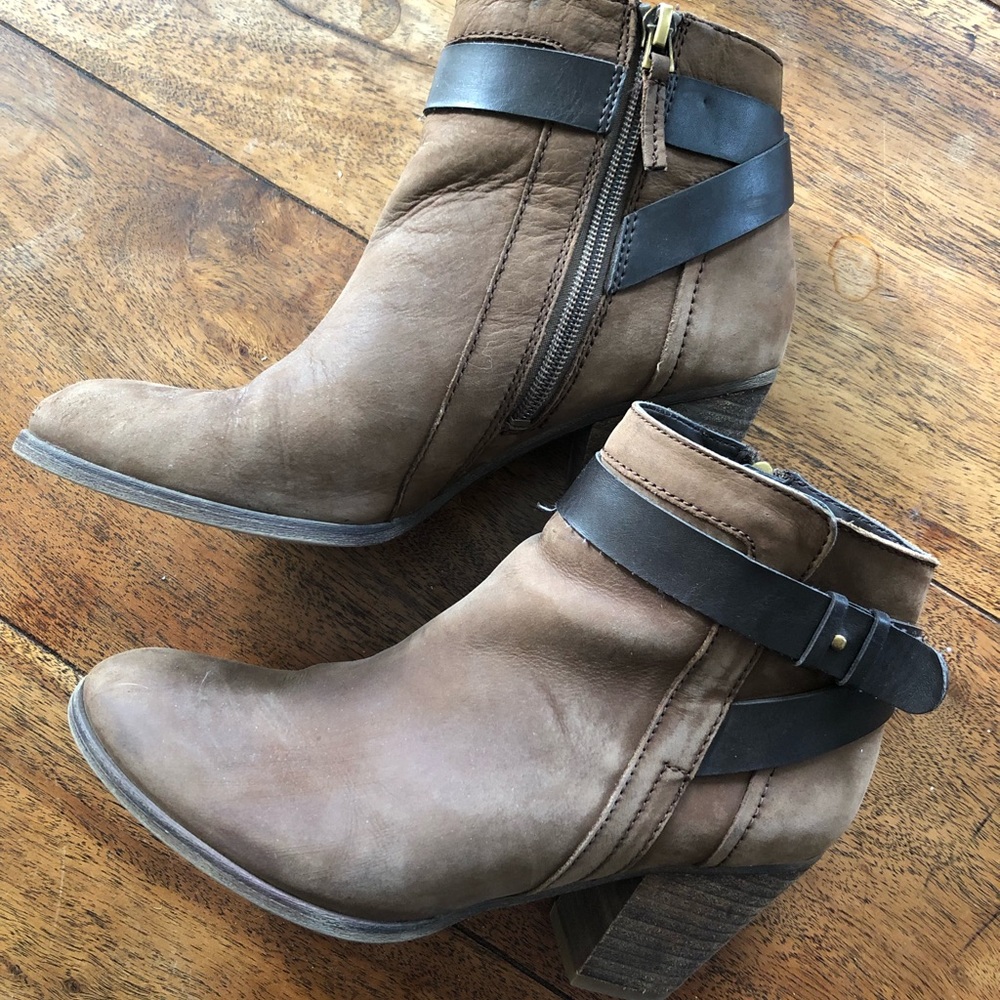 Franco Sarto Brown Zip Booties